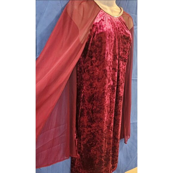 R&M Richards Plum Short Cocktail Mother of the Bride Cape Dress.  Sz 6 - Picture 7 of 13